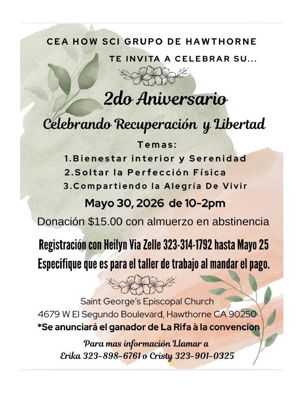 Hawthorne Meeting 2nd Anniversary & Abstinent Lunch: Celebrating Recovery and Freedom flyer